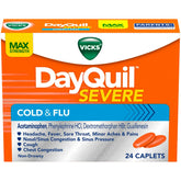 Vicks DayQuil Severe Cold and Flu Caplets, Cold and Flu Medicine for Adults, VapoCool, 24 Count